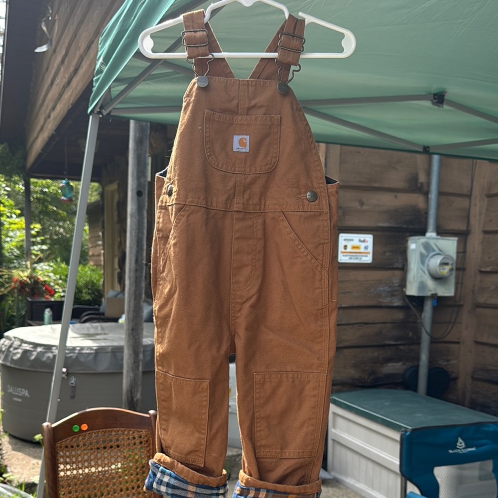 Carhartt Tan Overalls with Plaid Lining